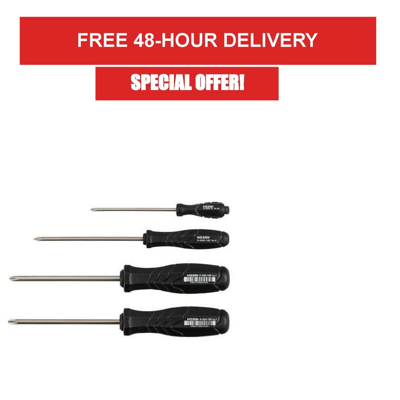 HACHIEMON Hozan JIS-4 Screwdriver Set – 4 Pieces, Ergonomic Design