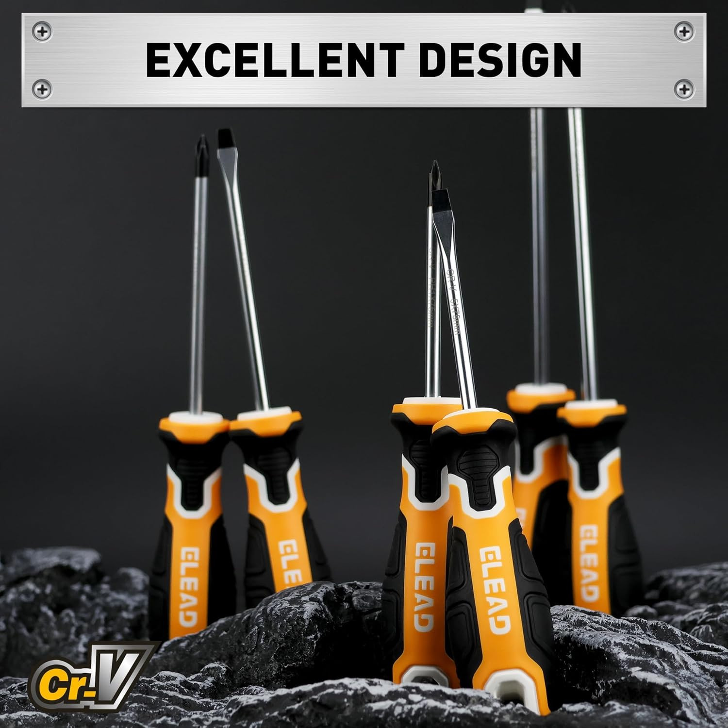 6-Piece Magnetic Screwdrivers Set, 3 Phillips and 3 Slotted Tips Professional Cu