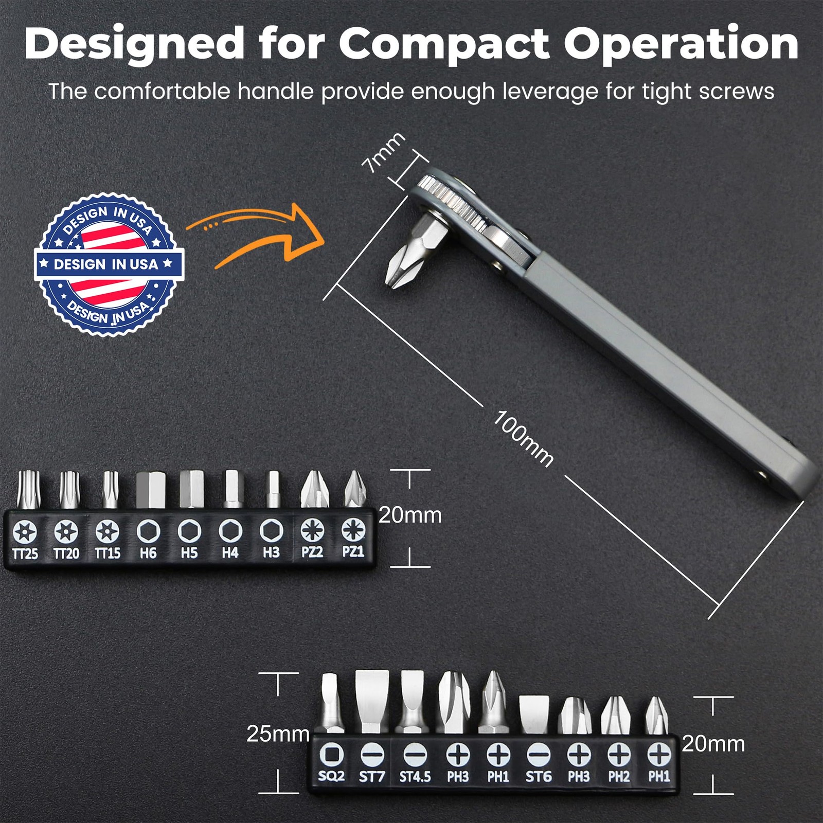 20pc Mini Ratchet Wrench Set – Low Profile, 90 Degree Offset, High Torque Tools