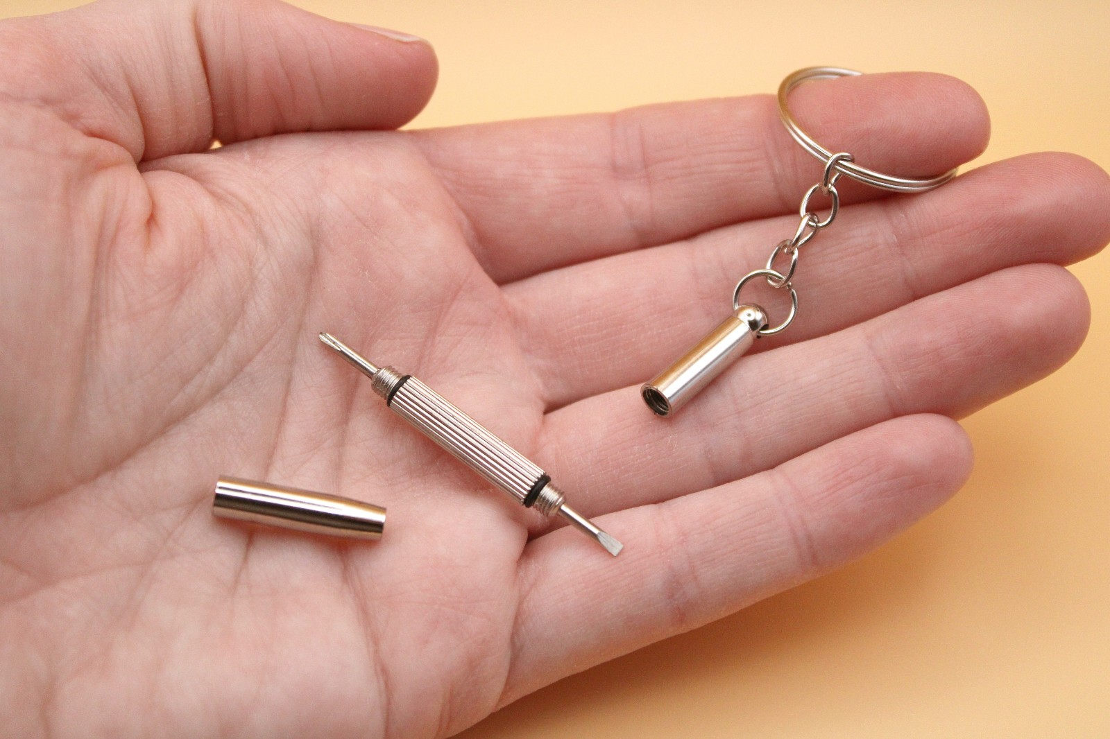 Screwdriver 3-in-1 Mini Keychain with 1.8mm Phillips & Flathead, 2.5mm Hex