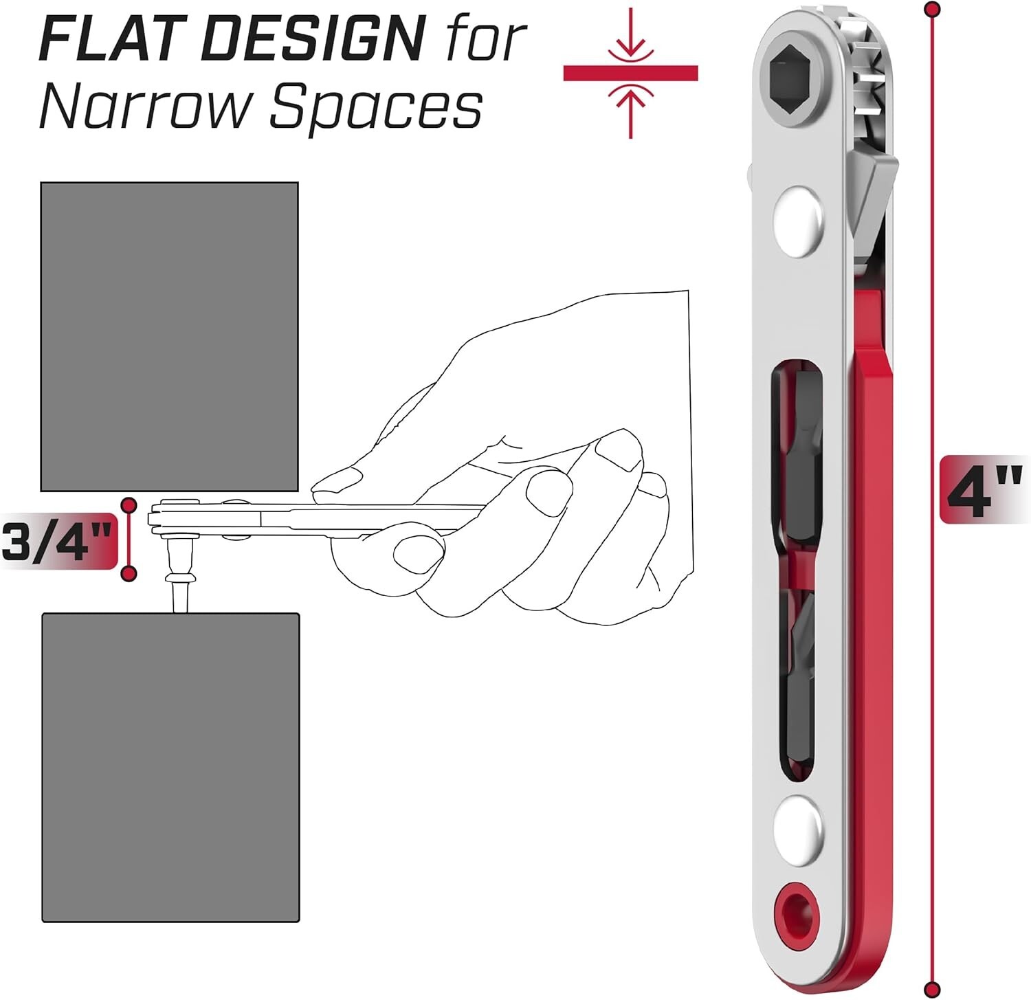 Bates- Mini Ratchet Wrench Screwdriver, 1/4″ Magnetic 90 Degree Screwdriver, Low