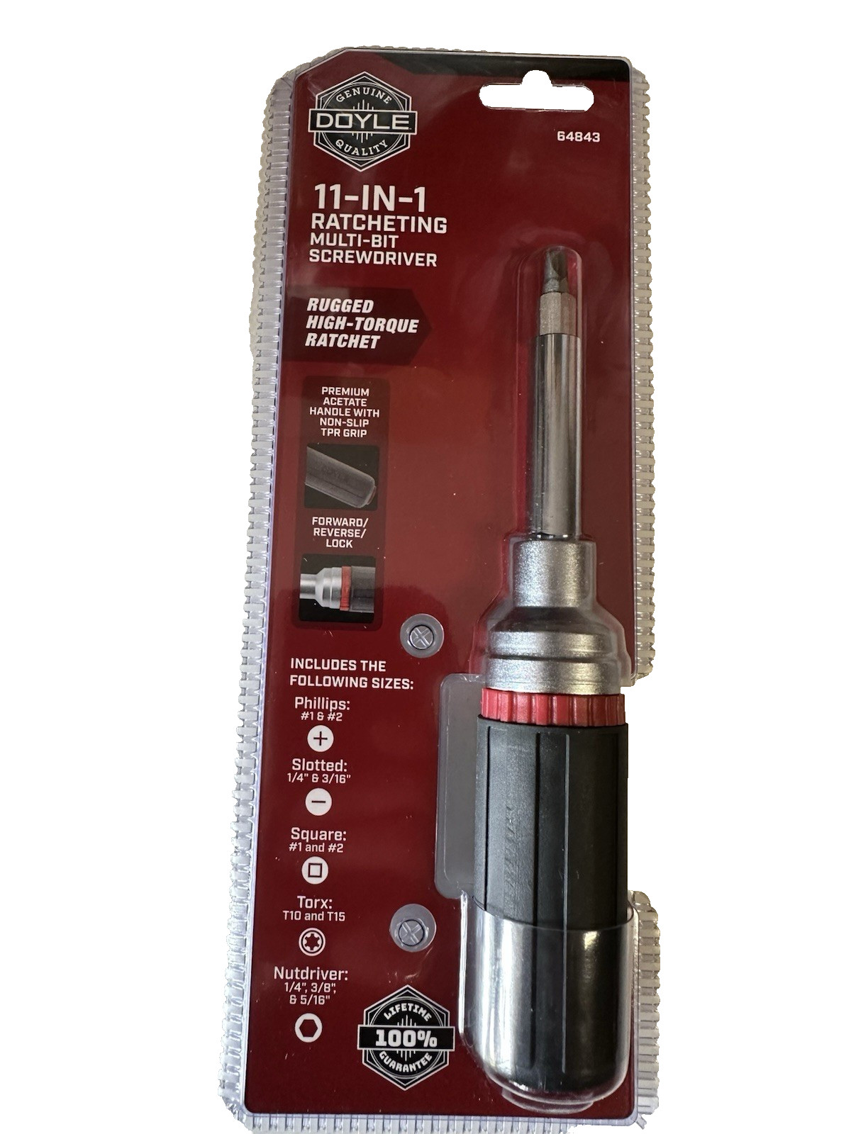 11-in-1 Ratcheting Multi-bit Screwdriver, Heavy Duty, Comfort Fit, Lifetime War