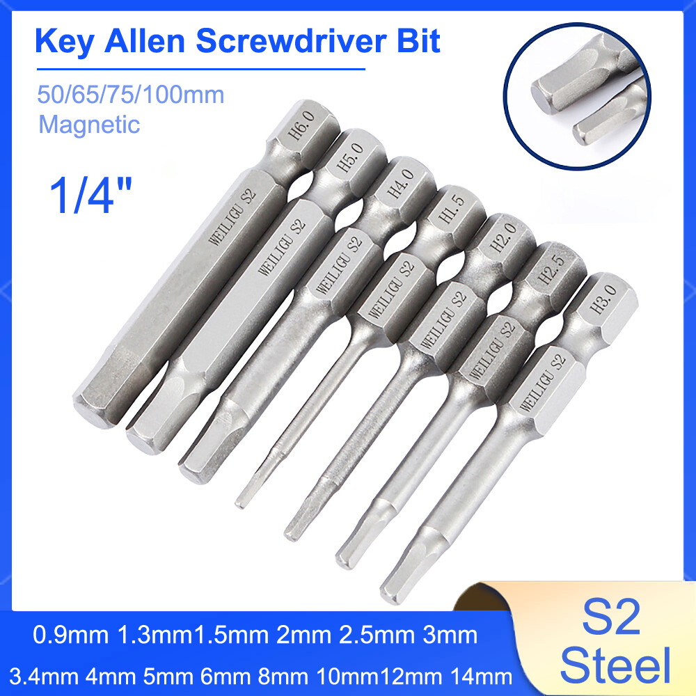 Hex Key Allen Bit Set Quick Change Connect Impact Driver Power Drill 50/65/100mm