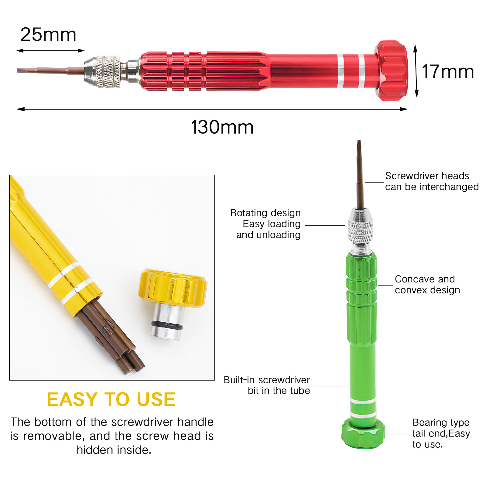 Small Screwdriver Watch Glasses Mini Precision Tiny Set Repair Kit Tool Black