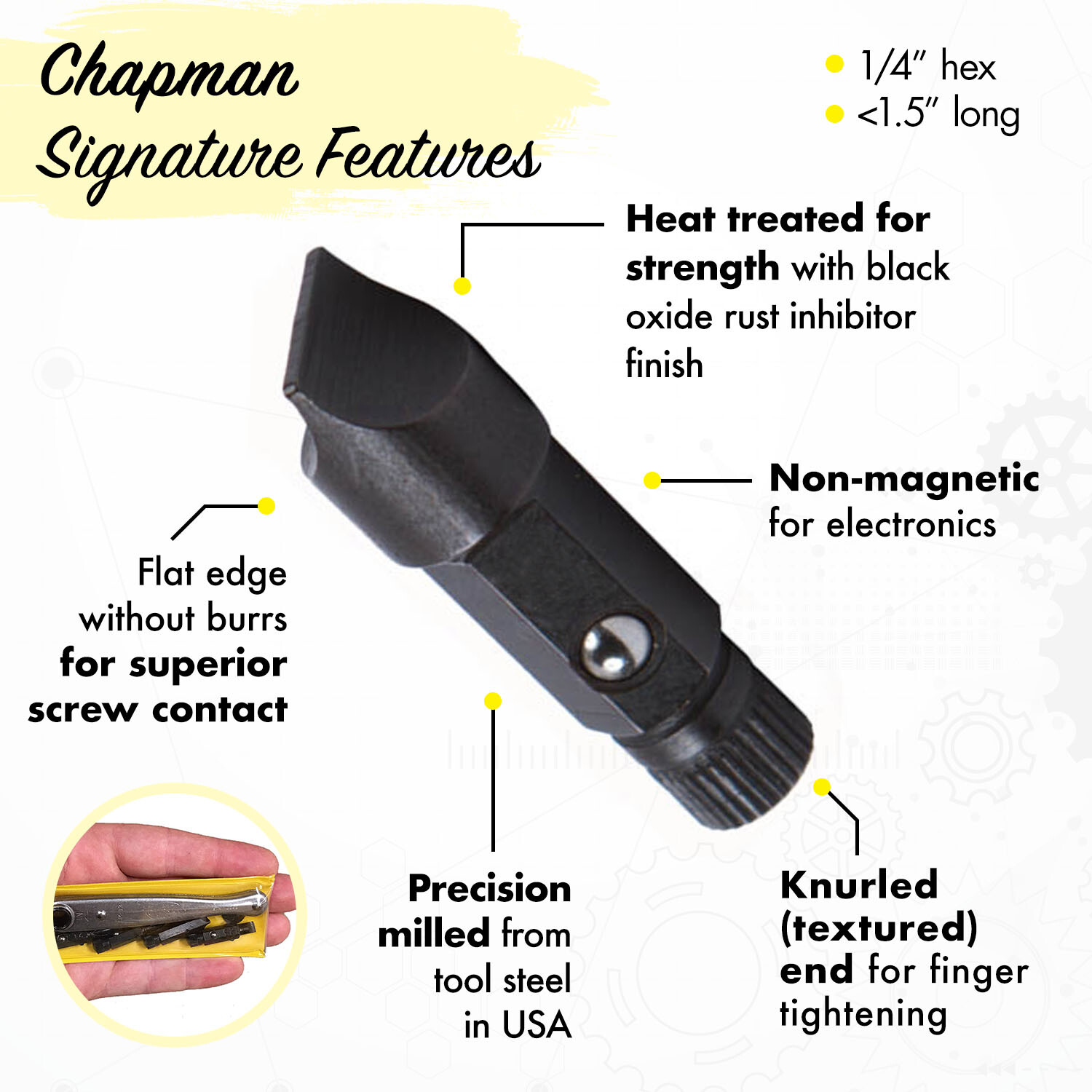 Chapman MFG #1000 Mity Master Screwdriver Bit Set USA MADE