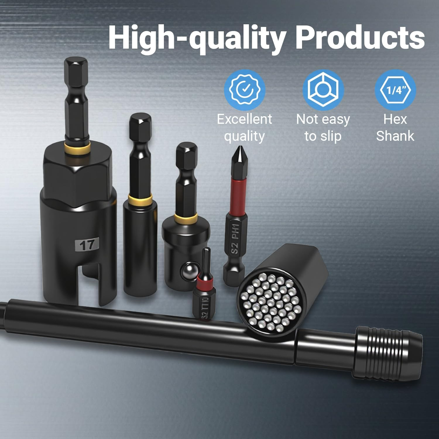 80-Piece Magnetic Impact Nut Driver Set, Sae/Metric Nut Driver Set, Socket Adapt