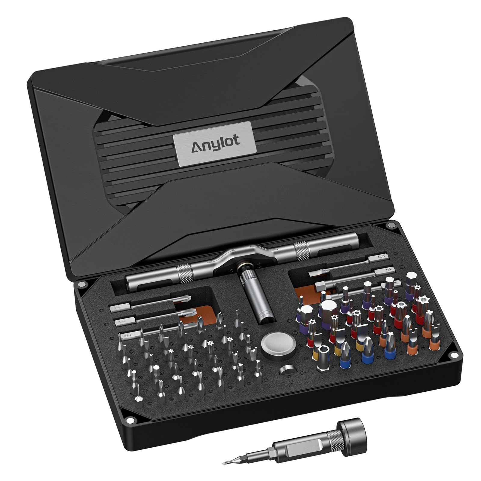 74 in 1 Magnetic Ratchet Screwdriver Set T Handle Tool Kit Repair Black