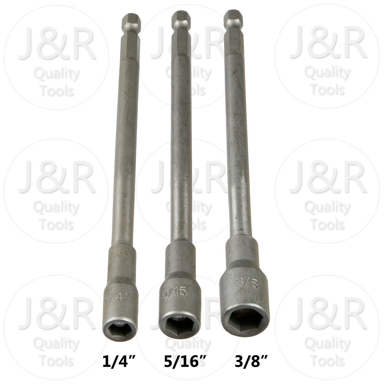 3pc 6″ Long Magnetic Nut Driver Set 1/4″ 5/16″ 3/8″ Power Drills Power