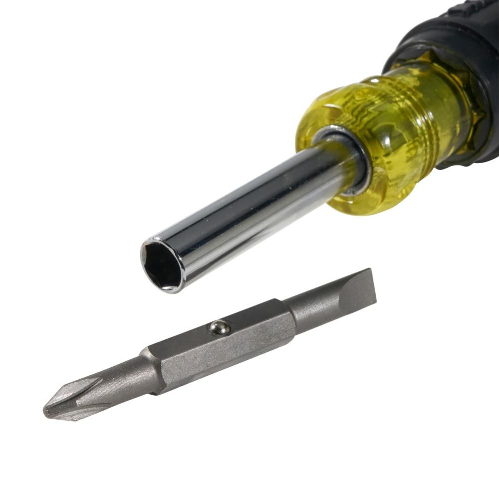 Klein Tools 32476 5-In-1 Multi-Bit Screwdriver / Nut Small, Yellow/Black
