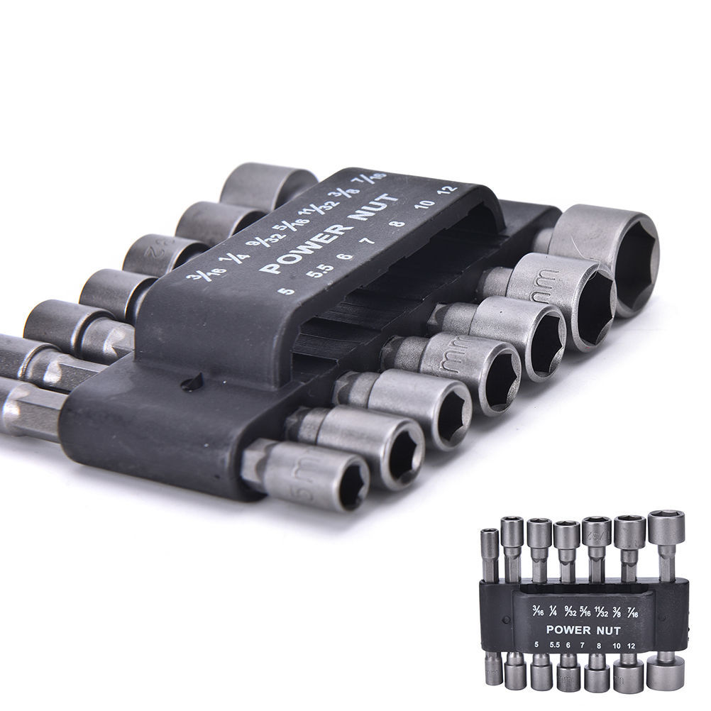 14PC Power Nut Driver Set Dual Metric&Standard SAE 1/4″ Shank Black/ Red