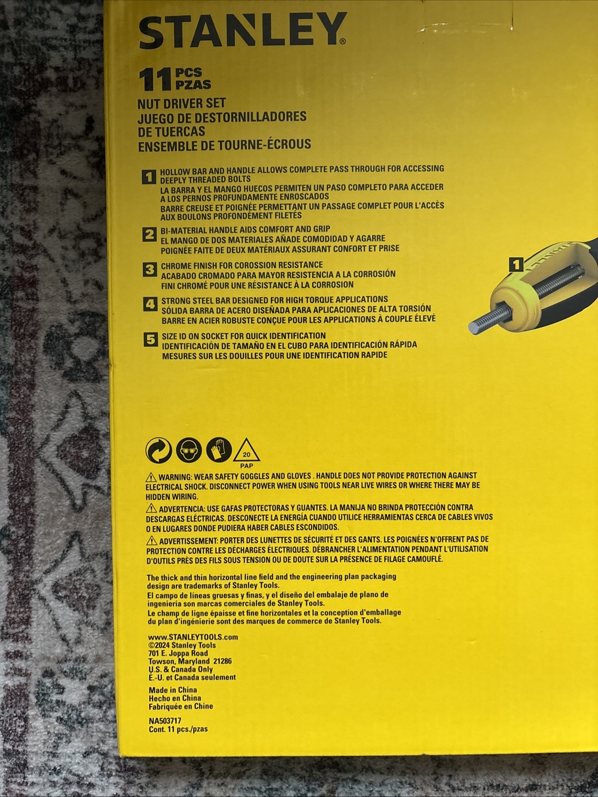 Stanley SAE 11 Piece Nut Driver Complete Set STHT60847 Tools Hardware New In Box