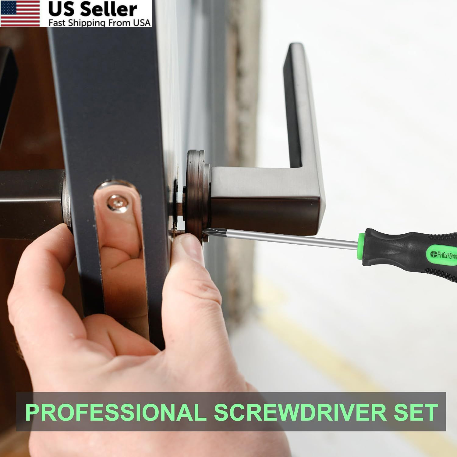 GURADESIGN 7-Piece Magnetic Screwdrivers Set, 4 ‎Phillips & Slotted, Green