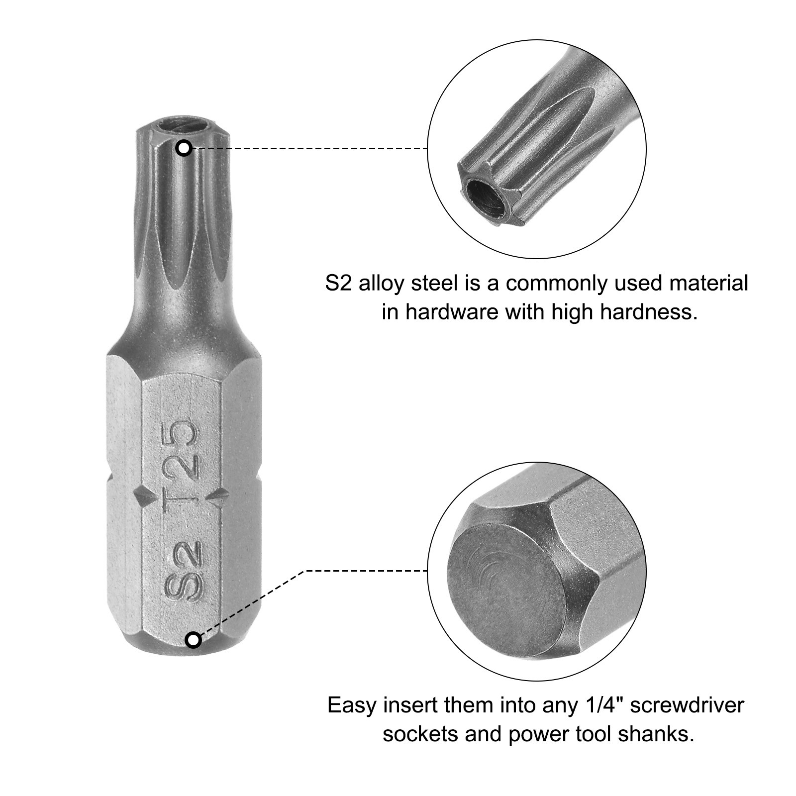 25pcs Torx Bits 1/4″ Magnetic Screwdriver T25 Screw Driver Bit S2 Alloy Steel