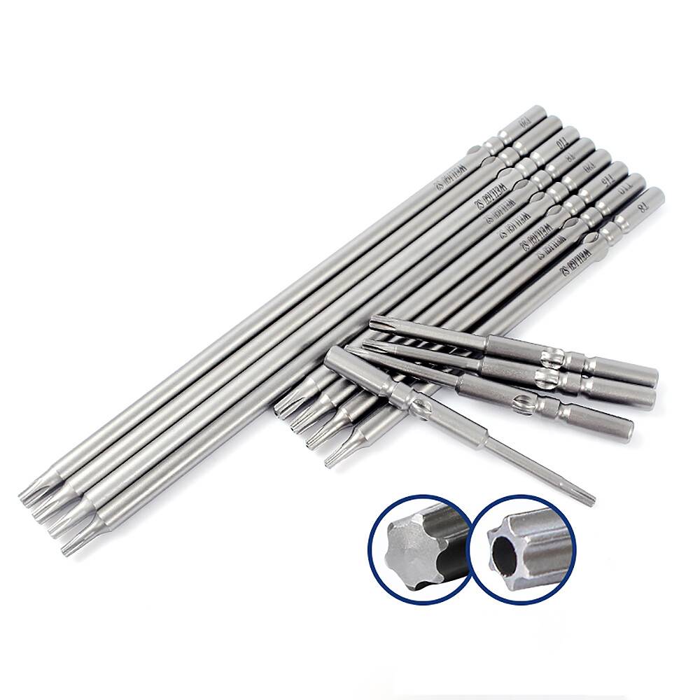 5 Pcs Hexagonal Plum Head Magnetism Screwdriver Bits Solid/With Centre Hole