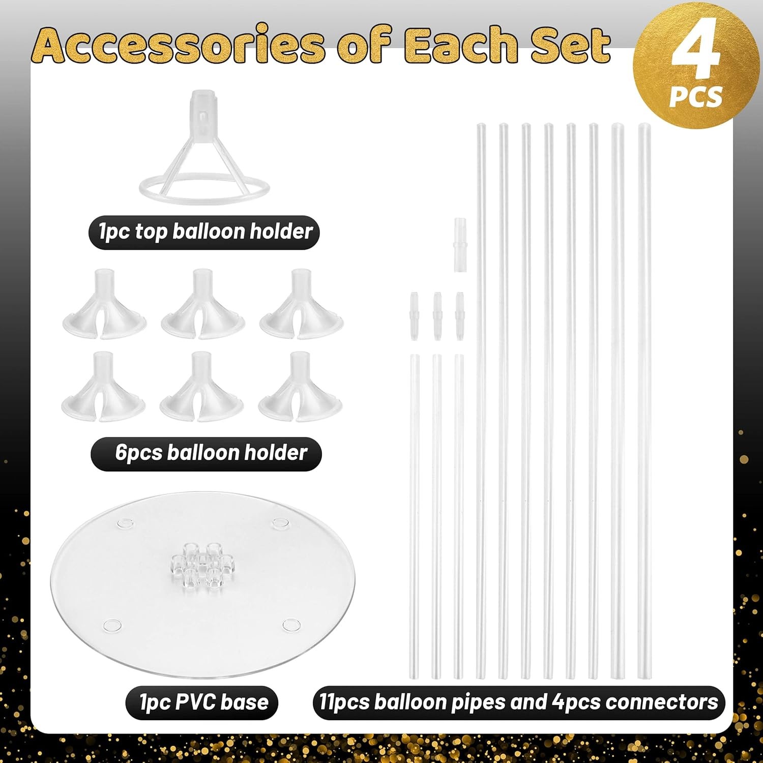 JOYYPOP 4 Sets Balloon Stand Kit For Table, 10 x 5 x 1.5 inches, White