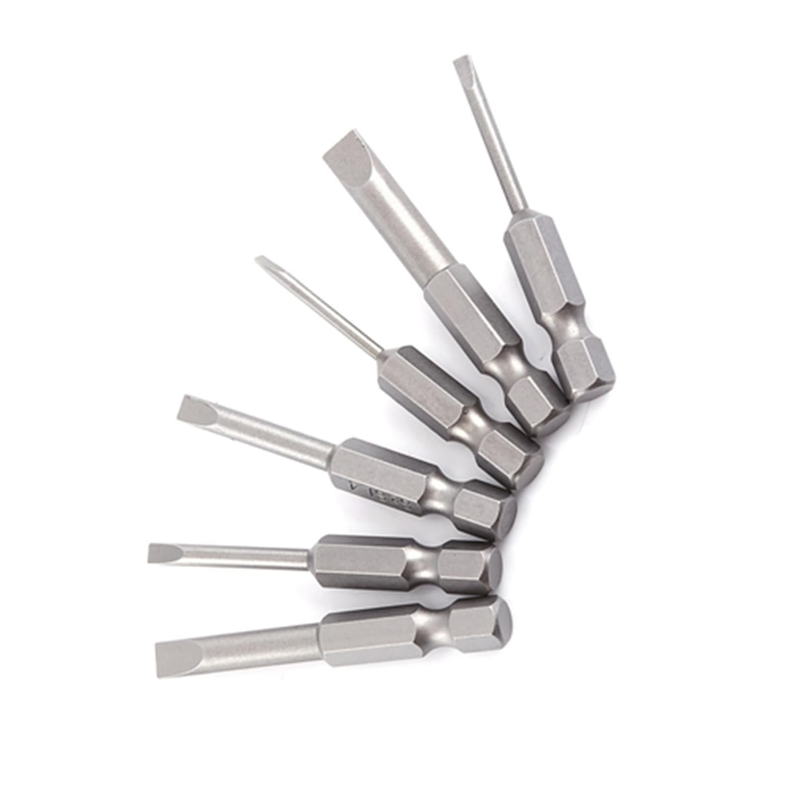 6pcs Flat Head Slotted Tip Magnetic Slotted Screwdrivers Bits, 0.25″ 2.0-6.0m…