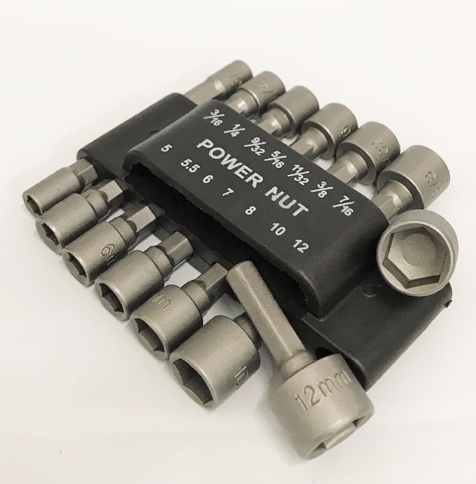 14pc Power Nut Driver Set Dual Metric MM & Standard SAE 1/4″ Shank CRV