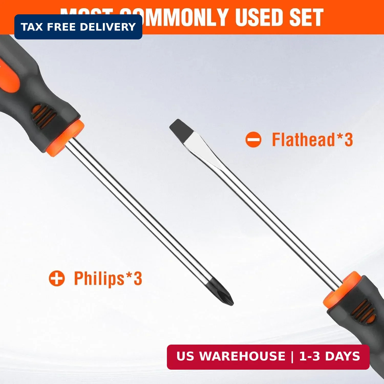 ValueMax 6-Piece Magnetic Screwdriver Set, 3 Phillips and 3 Flat Tip Screwdriver