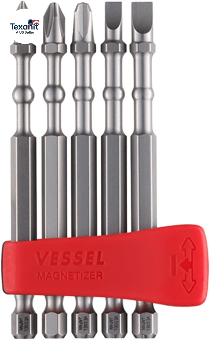 IMAPCT BALL Torsion Bit with Mag Charge Holder 5PC. Set (+1, +2, +3, #4(3/16″),