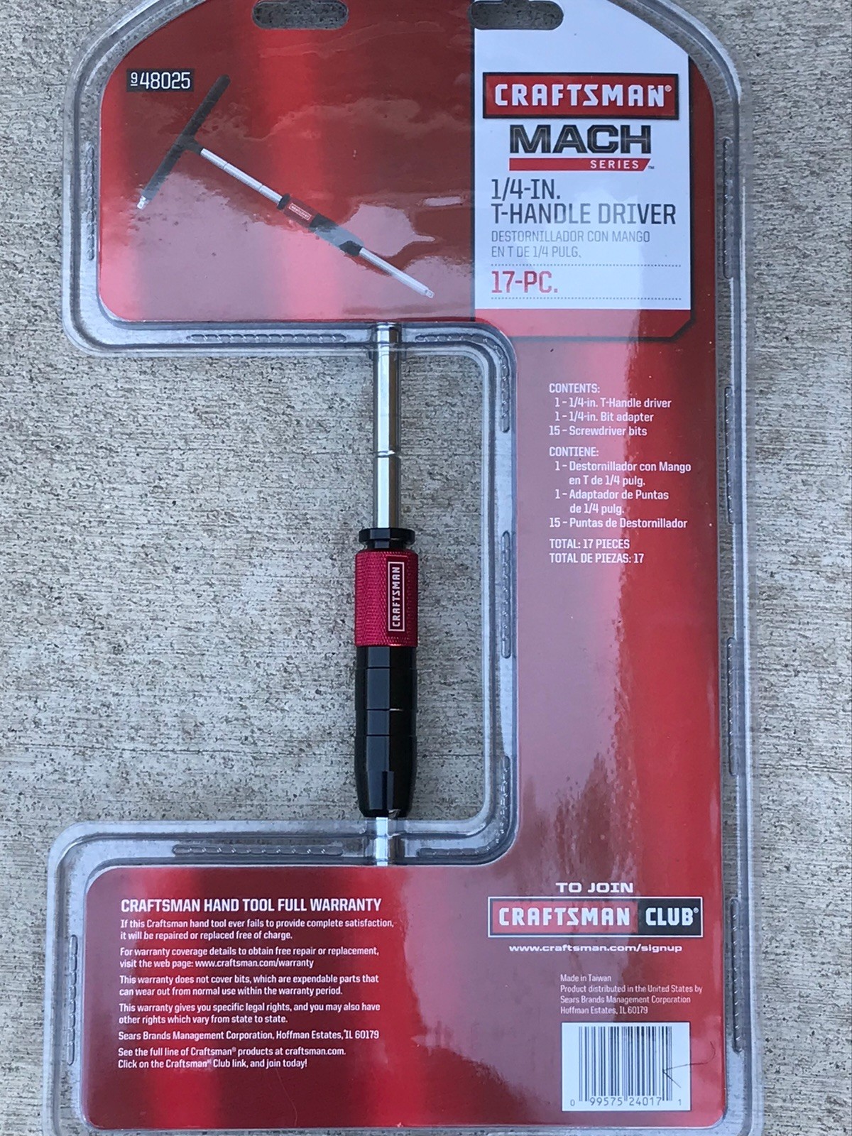 CRAFTSMAN 17 PC. T-HANDLE DRIVER + BITS SET 1/4″ DRIVE MACH SERIES 948025