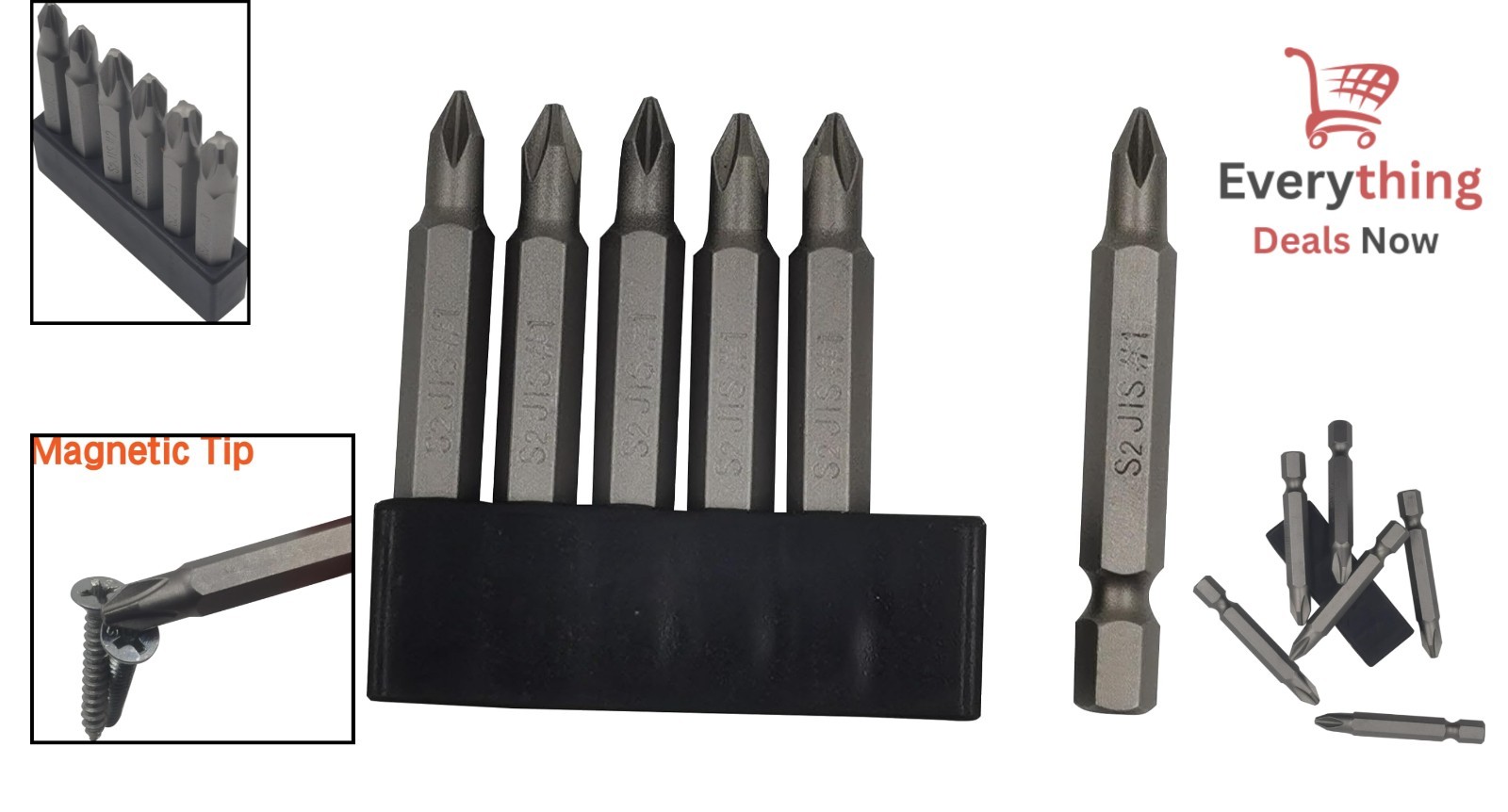 6pc JIS Magnetic Screwdriver Bit Set S2 Steel 1/4″ Hex for Japanese Motorcycles