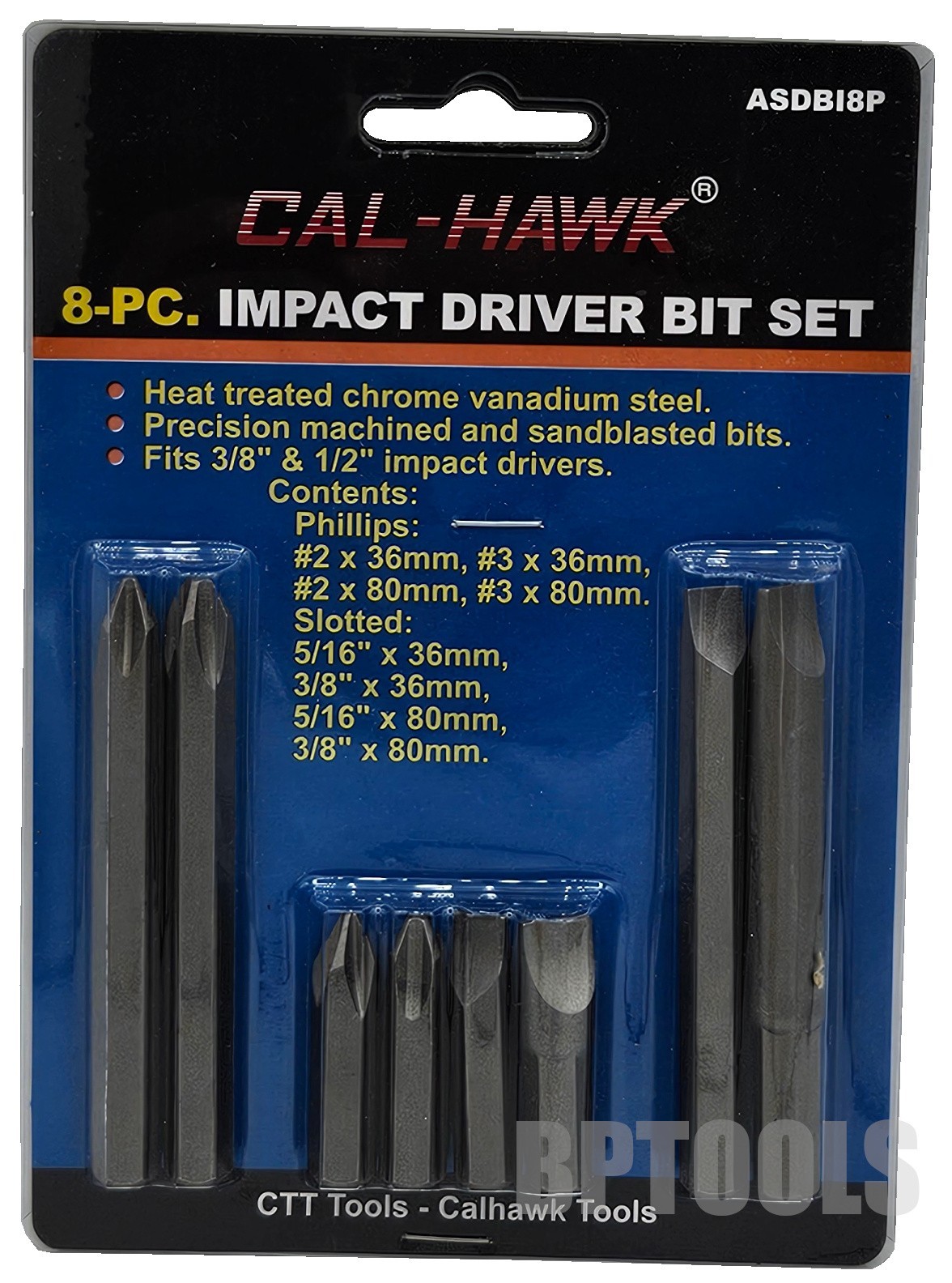 8pc Impact Driver Bit Set Screwdriver Kit Fits 3/8″ & 1/2″ Impact Drivers CR-V
