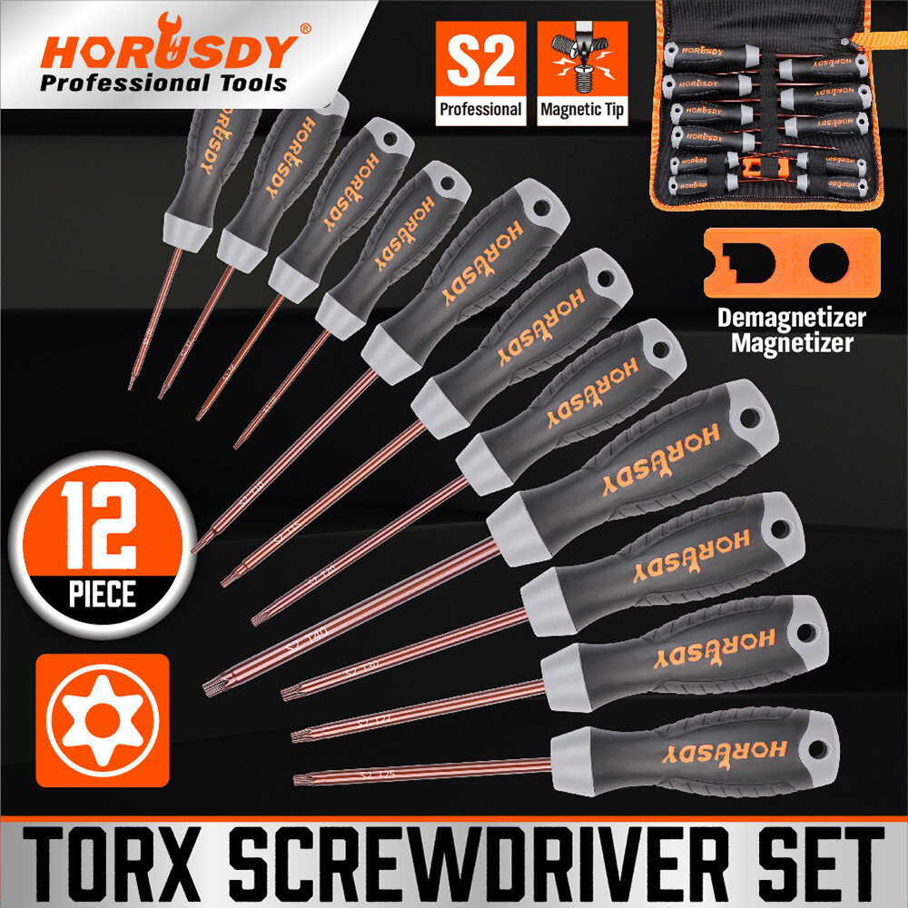 12 PC Torx Screwdriver Set Magnetic T6 – T40 Security Tamper Proof Star S2 Steel
