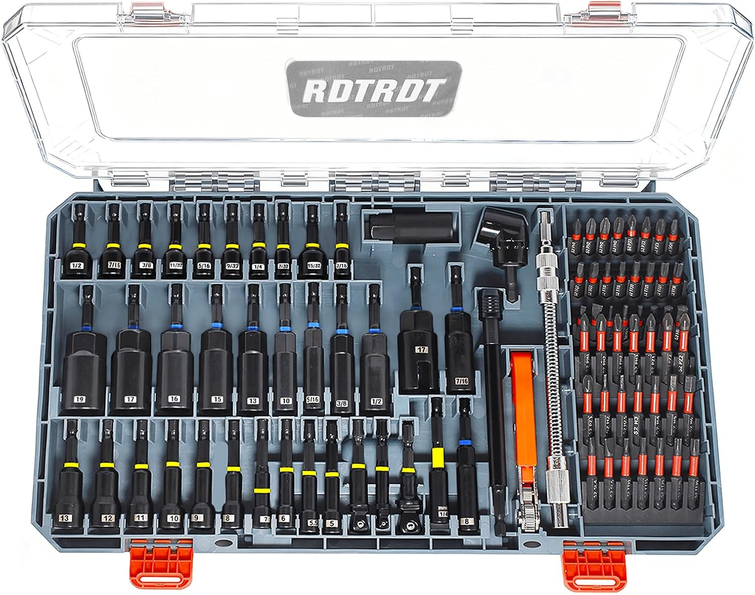 86-Piece Magnetic Impact Nut Driver Set, Sae/Metric Nut Driver Set, Right Angle