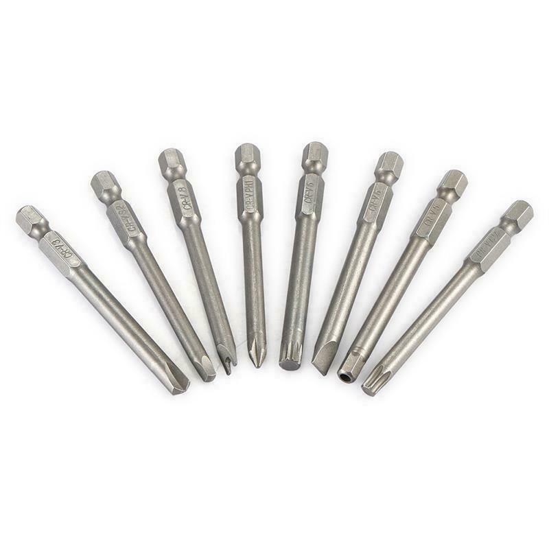 50Pcs Extra Long Security Bits Hex Torx Star Spline Flat Screwdriver Bit Box Set