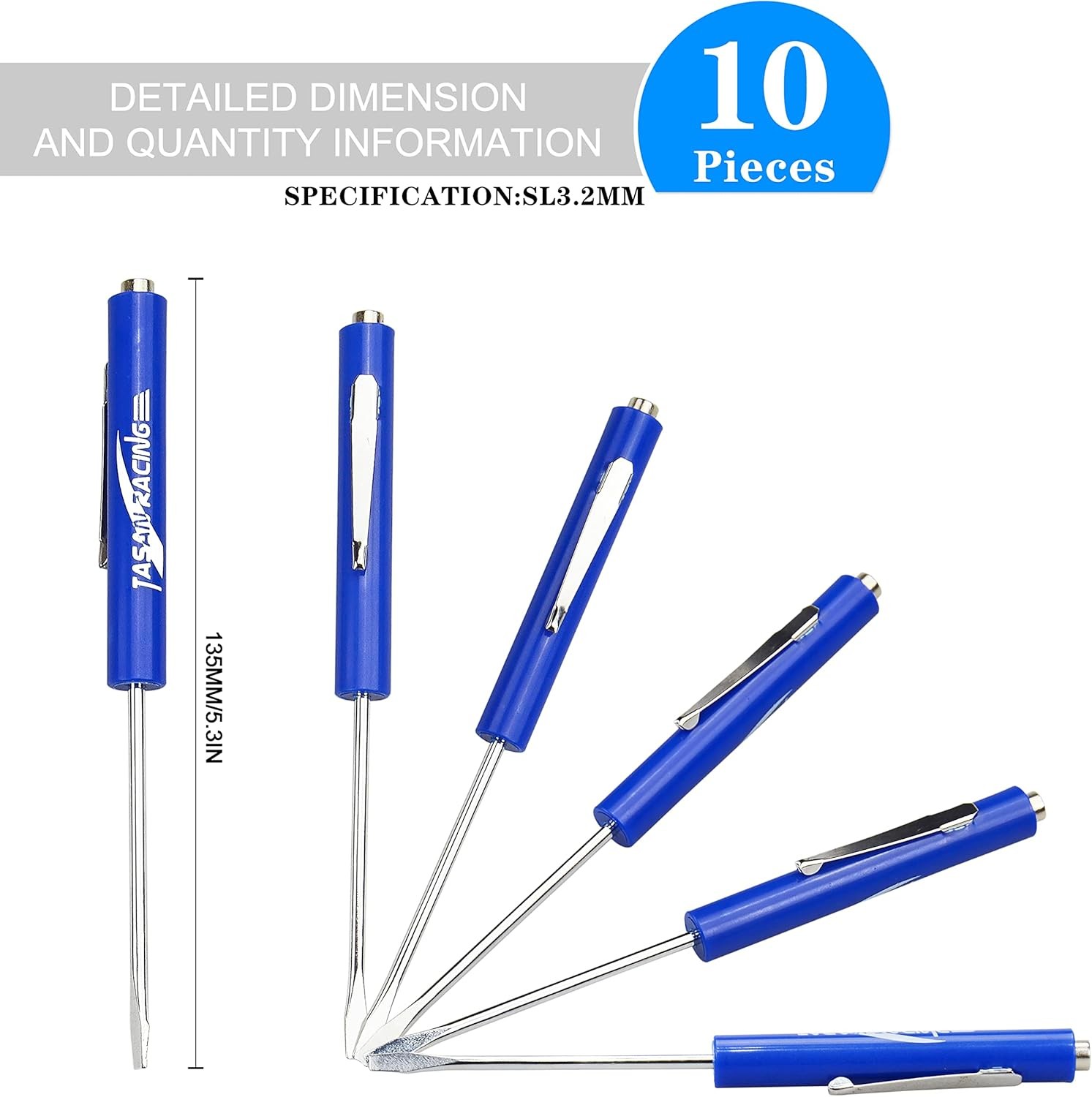 10Pcs Mini Tops and Pocket Clips Pocket Screwdriver Strong Magnetic Slotted Scre