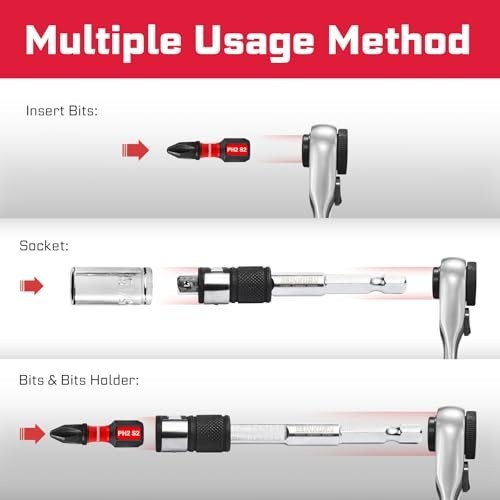 37-Piece Impact Screwdriver Bit & Socket Set, Mini Ratchet Wrench, 30 S2 Bits, 5