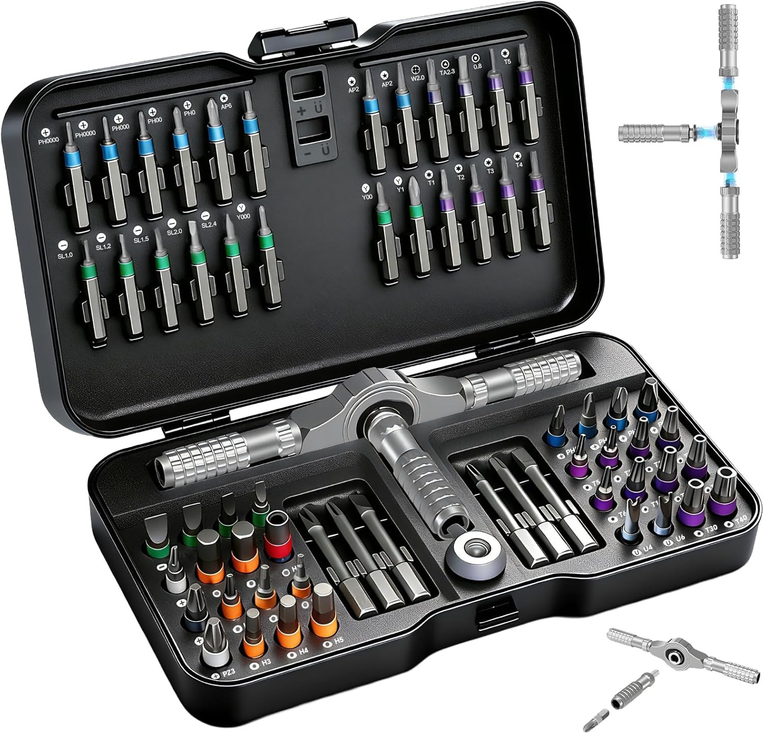 Ratchet Screwdriver Set: 66 in 1 Magnetic Screwdriver Sets, S2 Steel Bits, Porta