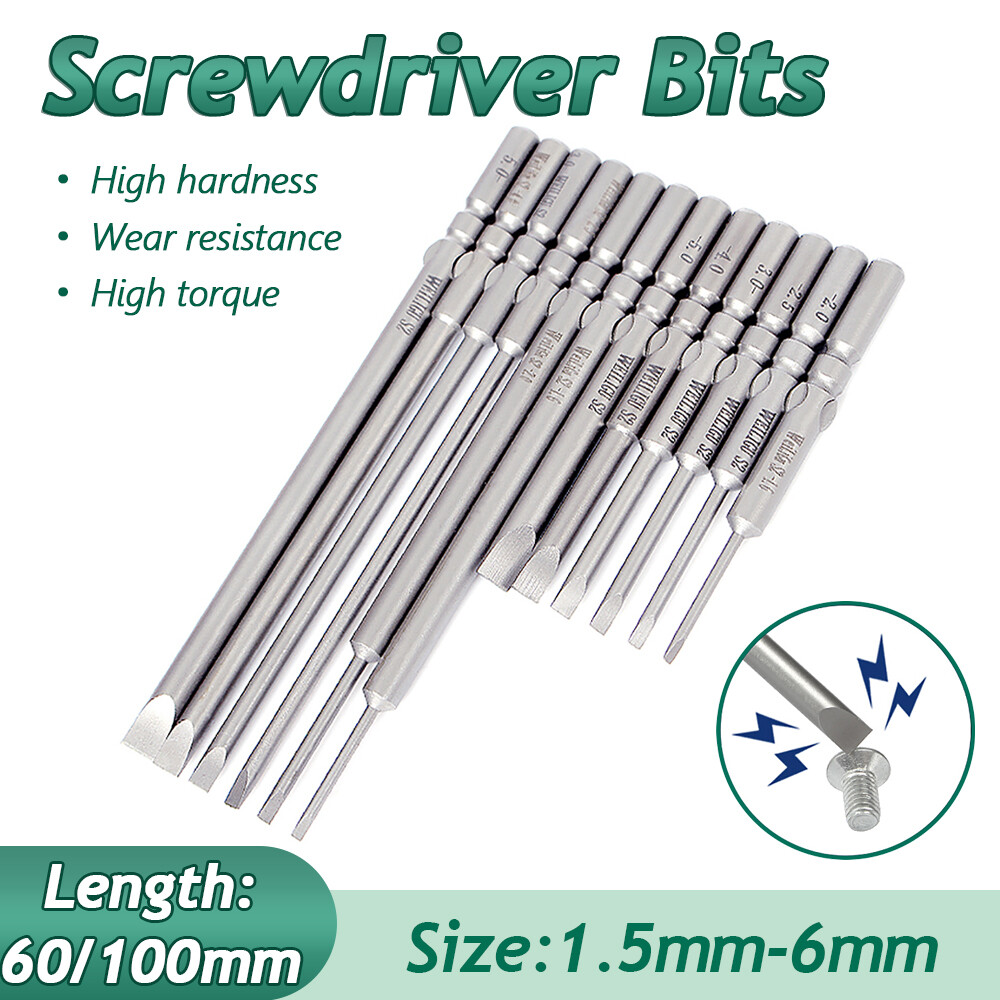 Ø 5mm Round Shank Magnetic Flat Head Slotted Screwdriver Bits Drill Driver Tools
