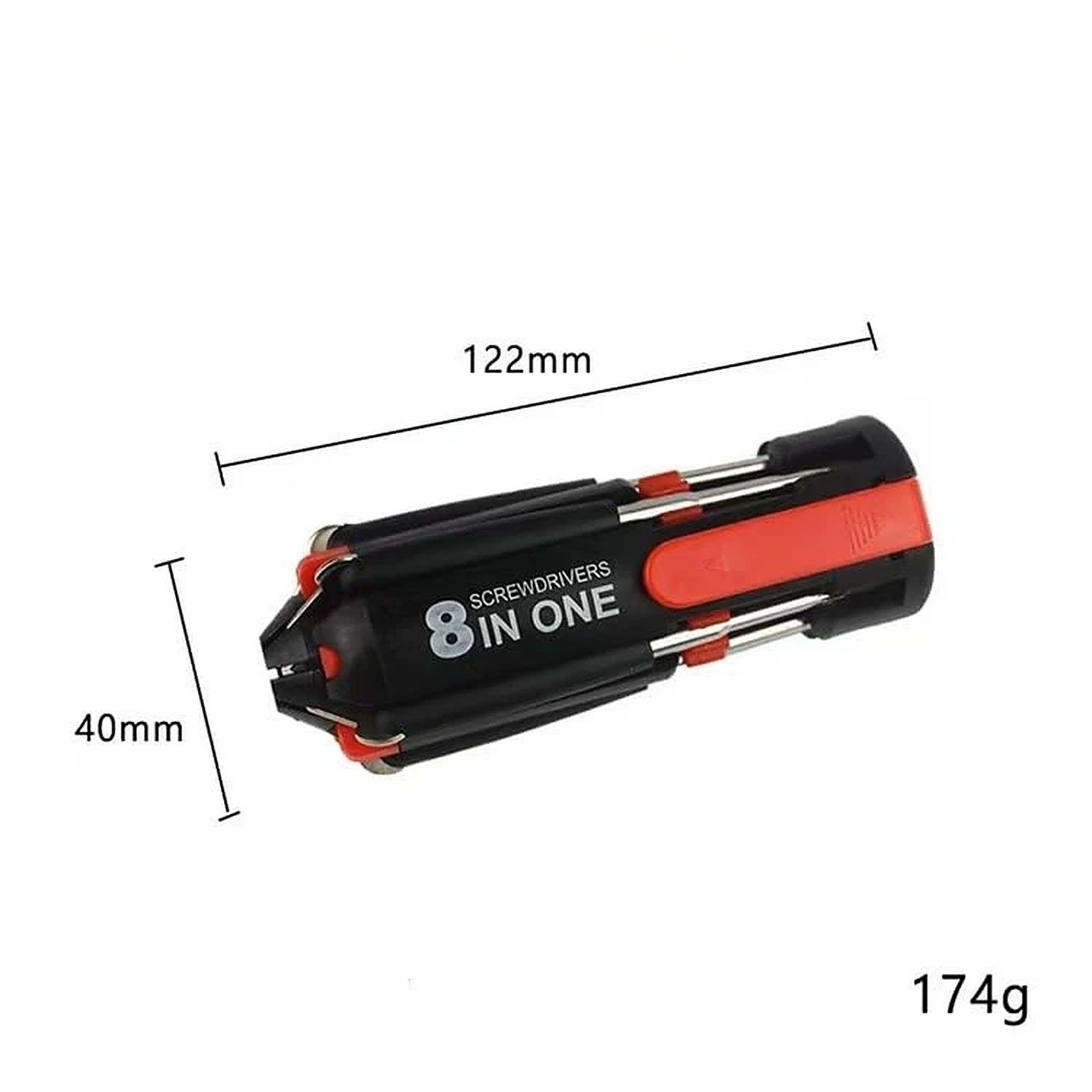8 In 1 Portable Multifunctional Screwdriver 6 LED Light Slotted Phillips Folding