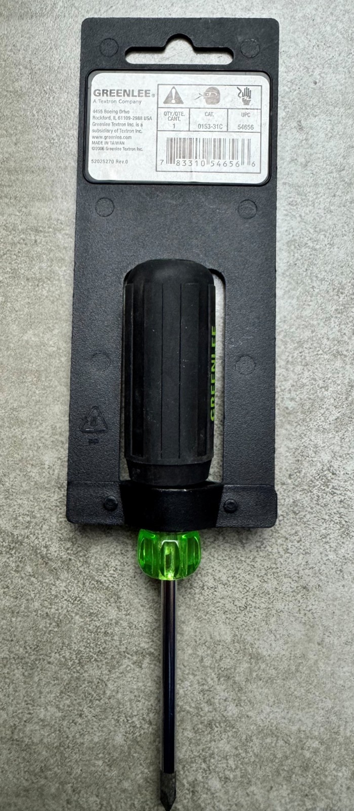 Greenlee 0153-31C Heavy‑Duty Phillips Tip #1 x 3″ Screwdriver