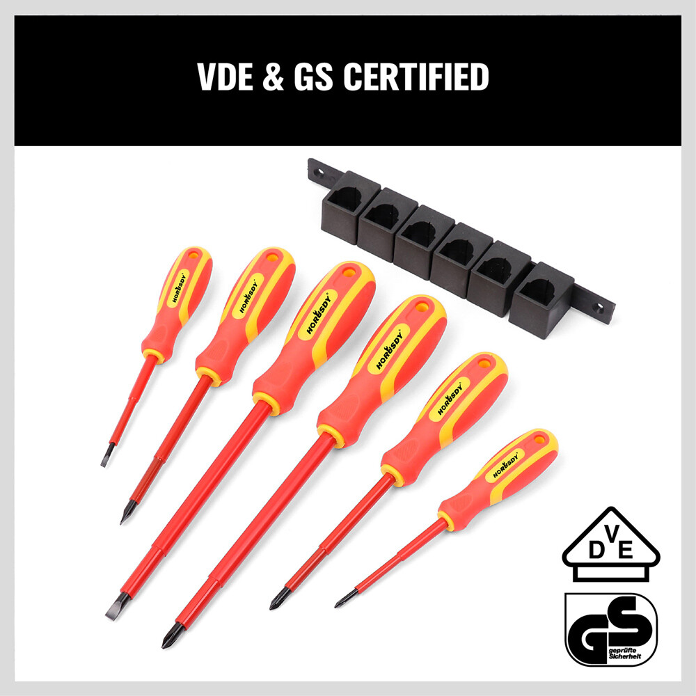 6pc 1000V Insulated Screwdriver Set Magnetic Tips Electrician Slotted Phillips