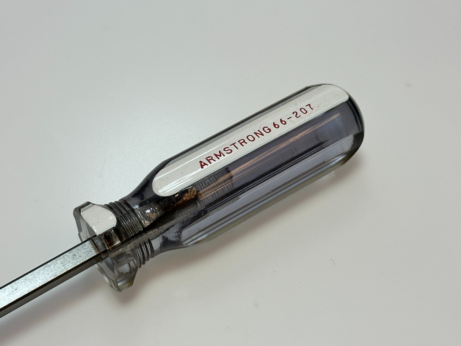 Armstrong Tools USA 66-207 NOS RARE White/Clear Handle Flat Slotted Screwdriver