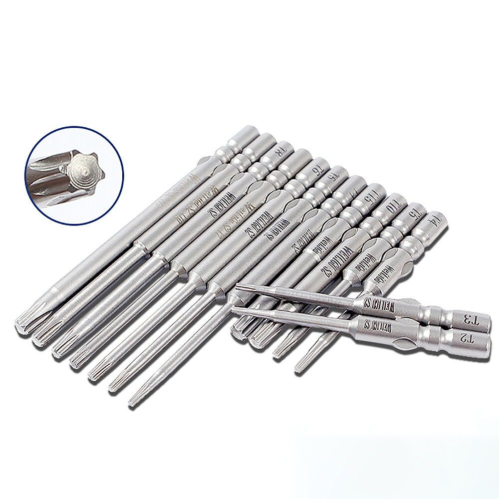 Solid Torx Spanner T1-T15 Round Shank 4mm Magnetic Torx Screwdriver Bits S2 Bit