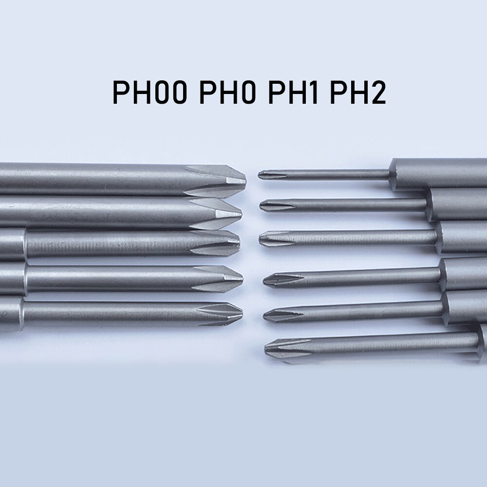 10 Pcs PH00-PH2 Phillips Screwdriver Drill Bit S2 Steel 5mm Round Shank 50-150mm