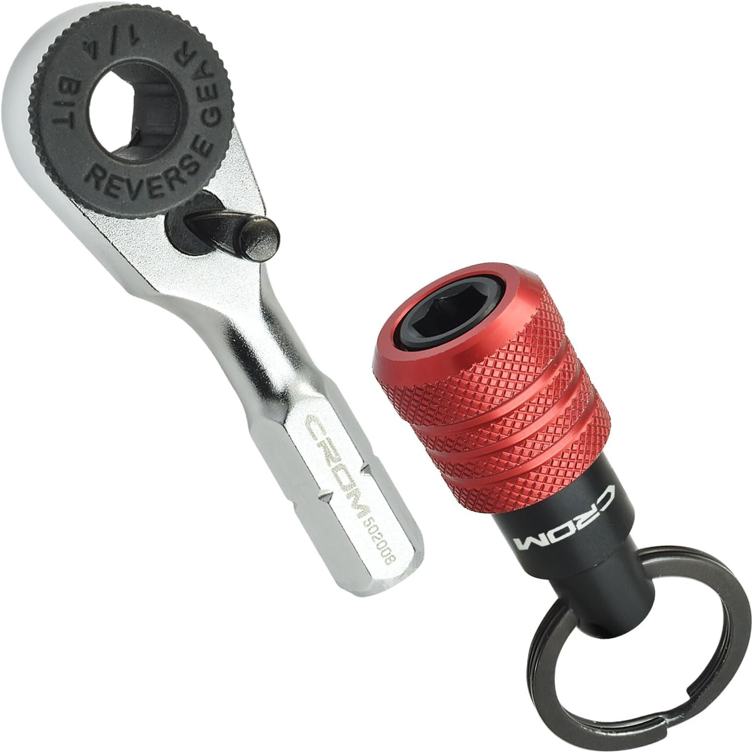 EDC Mini Ratchet Wrench – 1/4-Inch Hex End Multitool Accessory with Bit Holder,