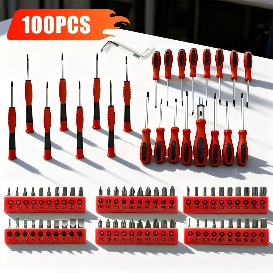 100-piece insulated magnetic screwdriver tool set with plastic stand, suitable f