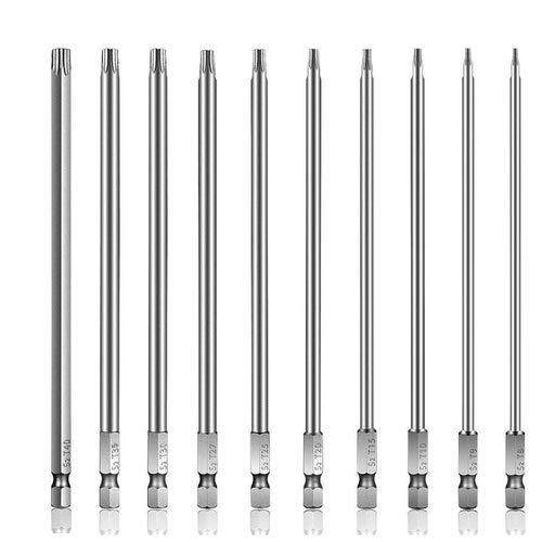 uego de 10 puntas de destornillador Torx de 6 pulgadas de largo (T6-T40)