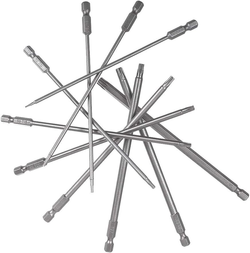 Juego de 10 puntas de destornillador Torx de 6 pulgadas de largo (T6-T40)