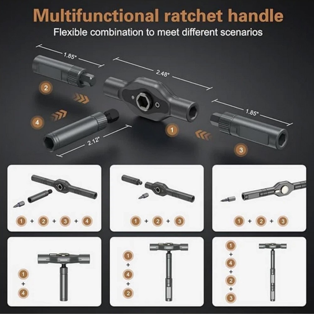 25Pcs 24 in 1 Multifunction Screwdriver Head Set Household Repair Ratchet Wrench