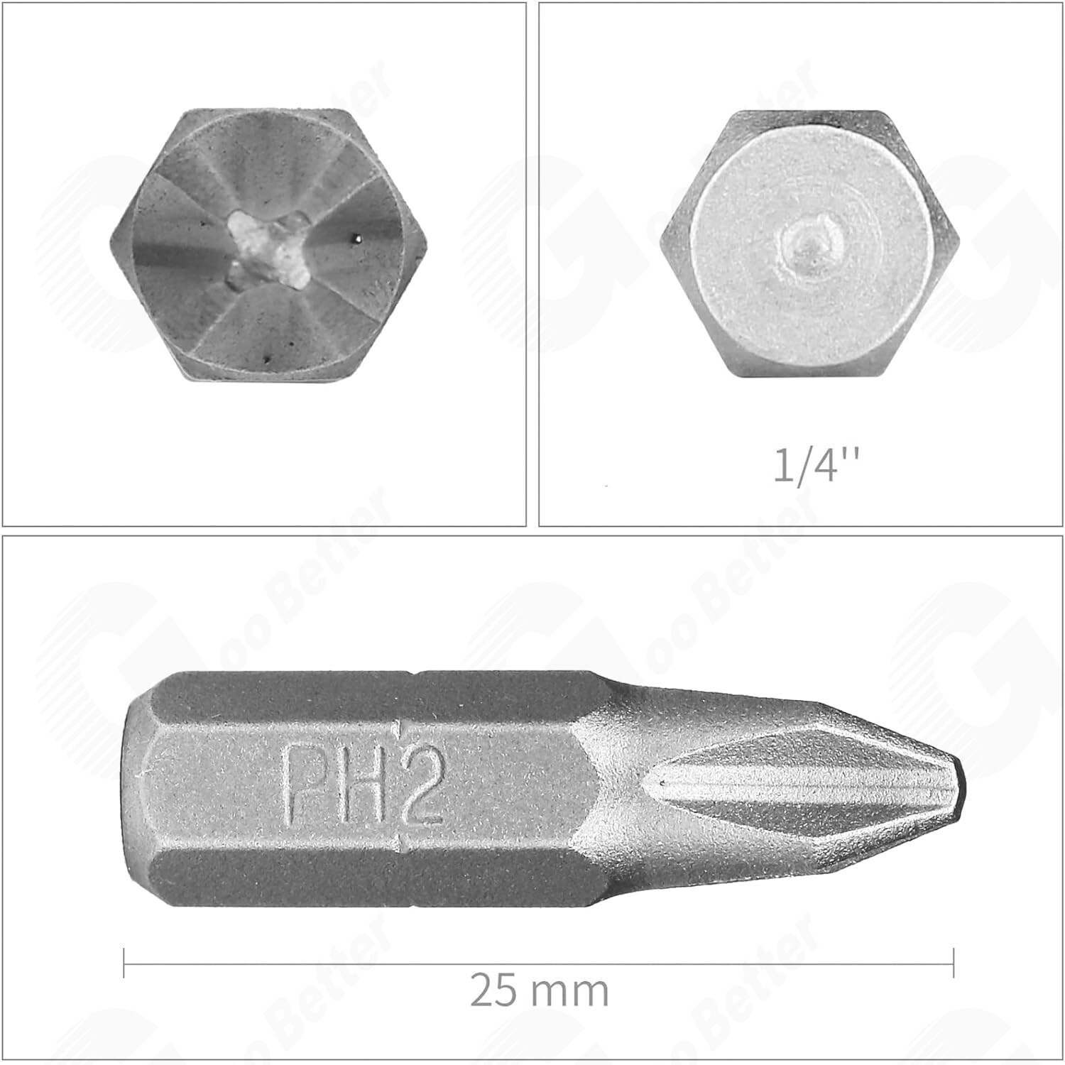 50pcs Screwdriver Bit Set 1-Inch Phillips Bits 1/4″ Hex Shank Bit PH0 PH2 PH3