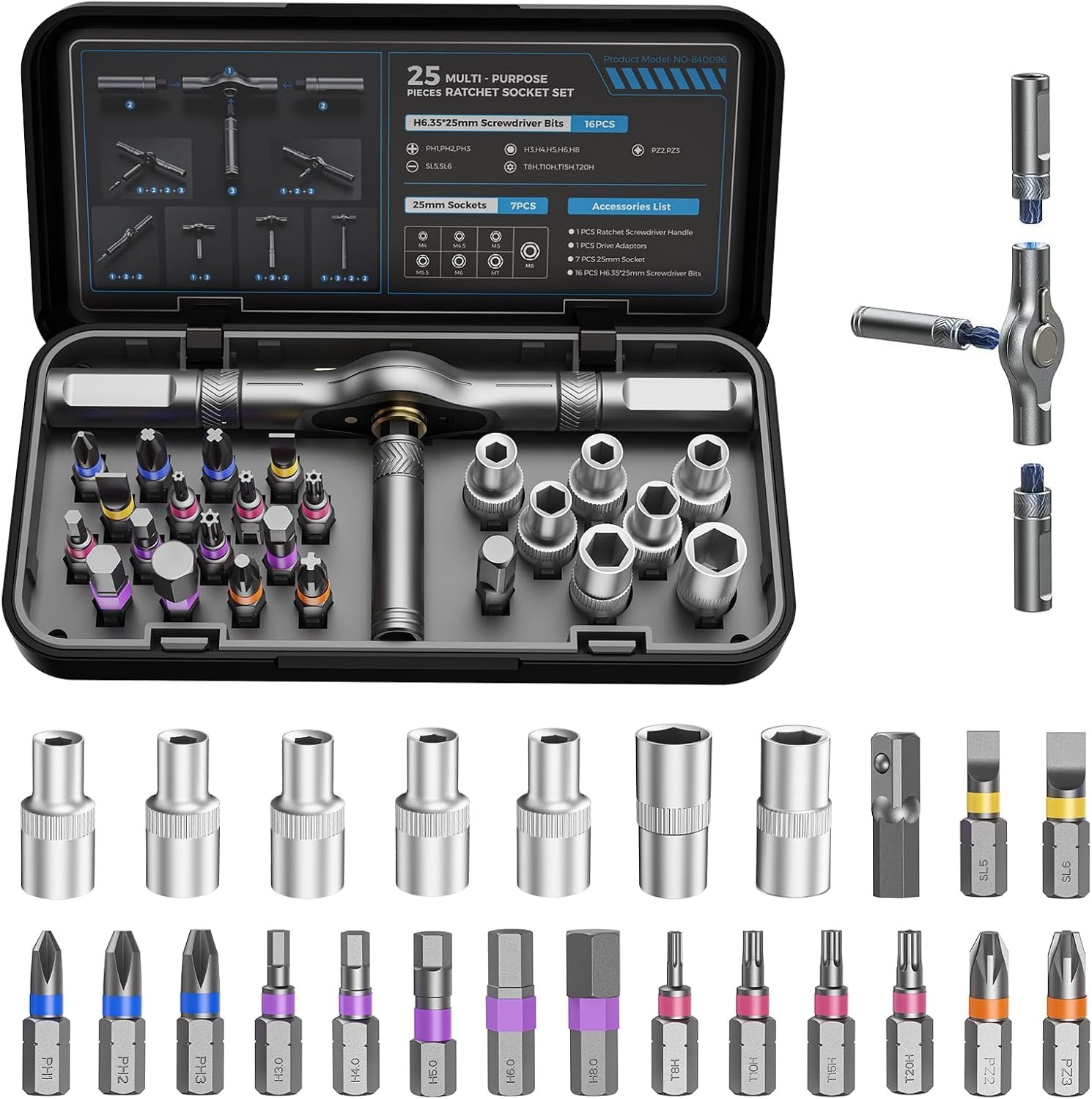Versatile 25-in-1 Multi-Bit Screwdriver Kit with Magnetic Hold & Carry Case