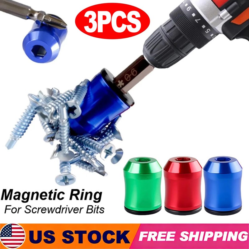 3pcs Strong Magnetic Screw Ring: 1/4 Inch/ 6.35 mm Universal Magnetic Screw Hold