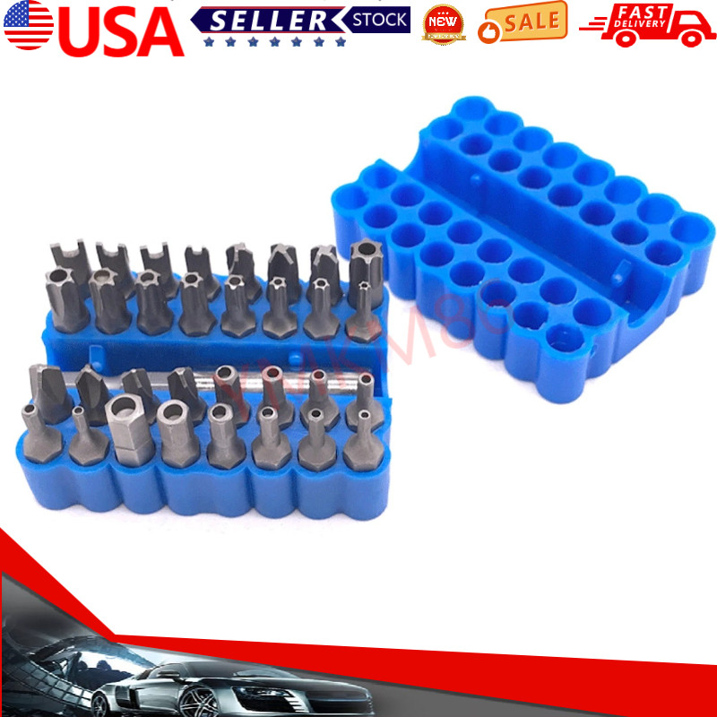 33x Hex Head Drill Bit Set Including 1/4 Extension Bit Holder for Screwdrivers