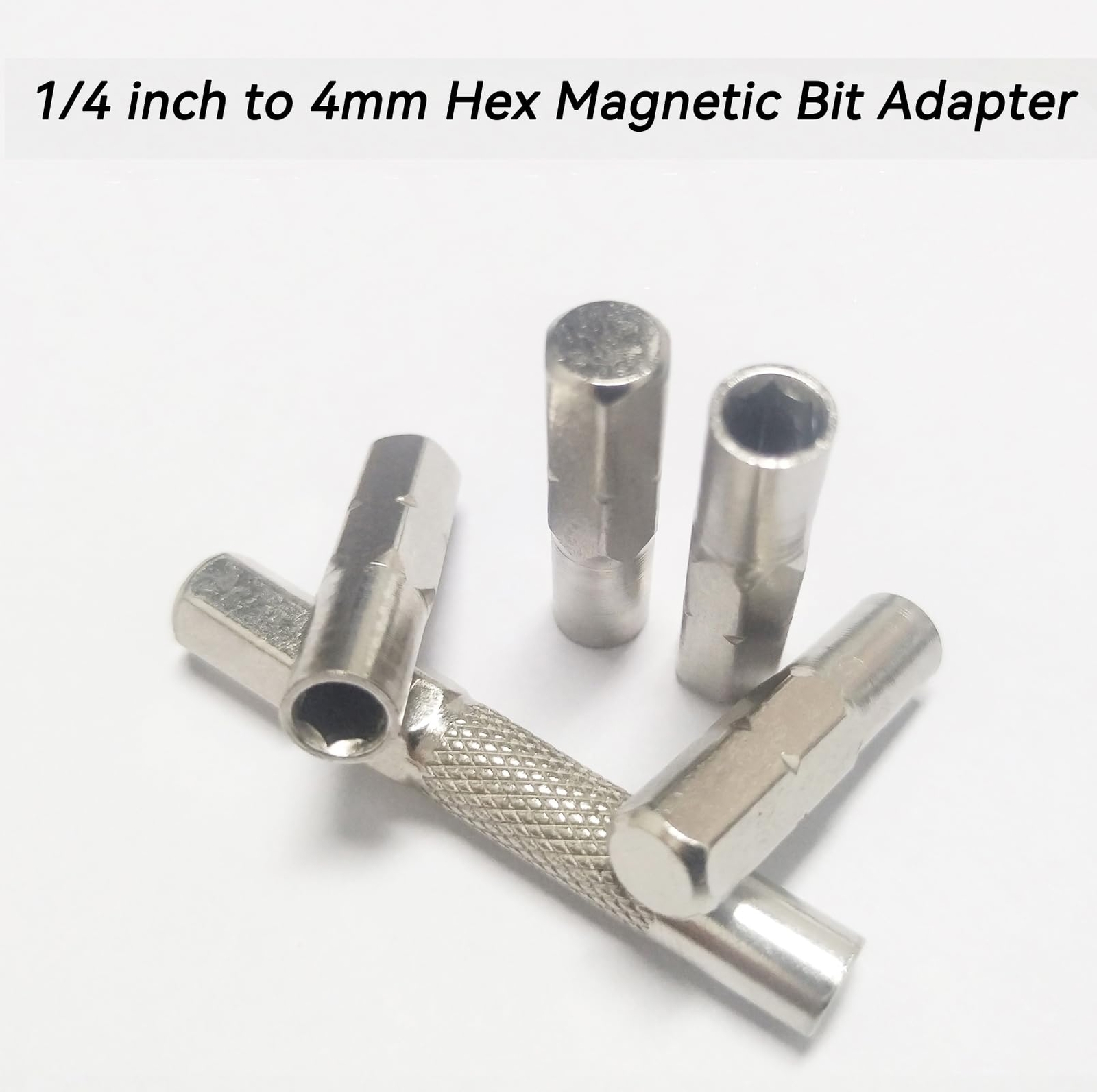 1/4 to 4mm Bit Adapter, Hex Screw Driver Bit Adapter Magnetic,6.35mm Outside