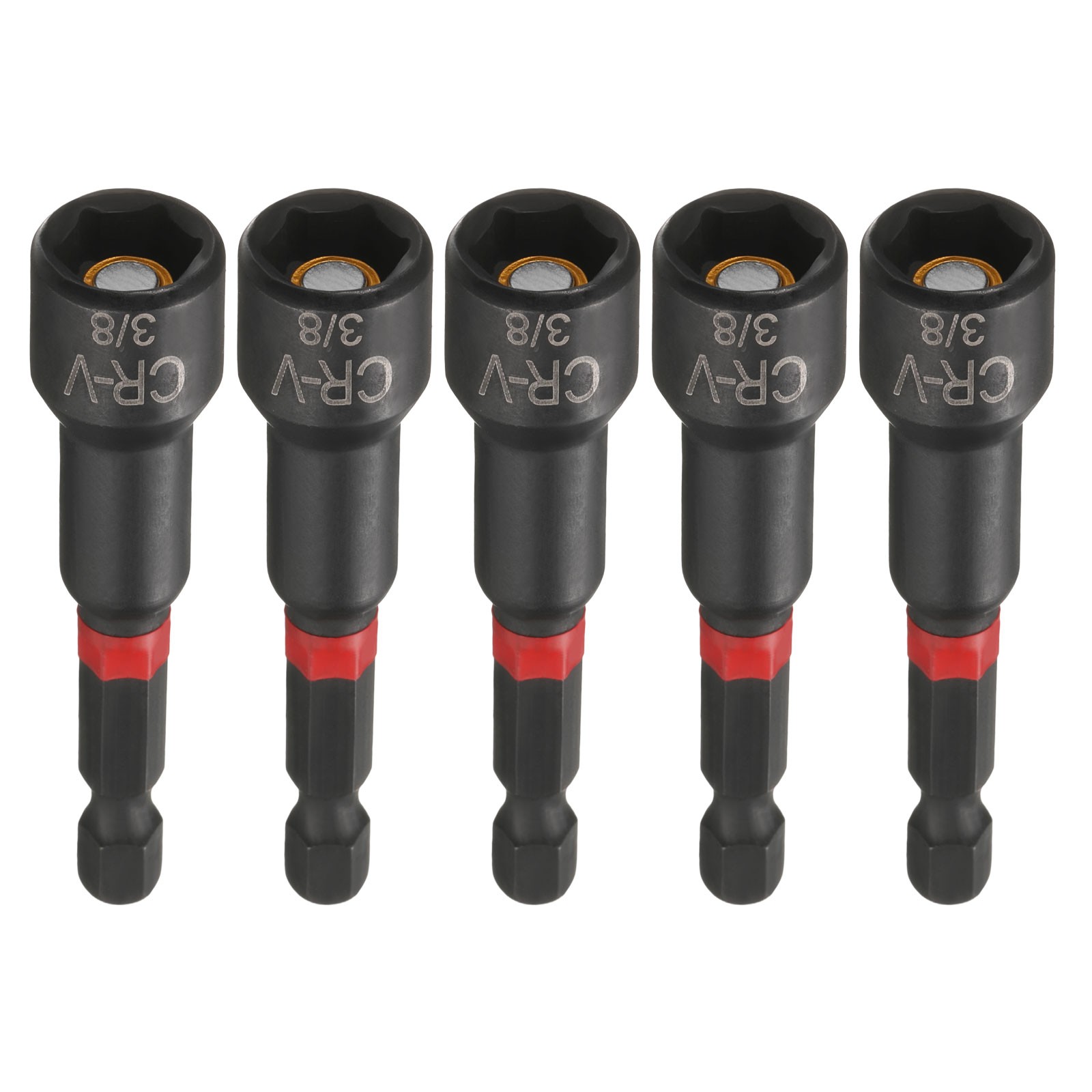 5pcs Nut Driver Drill Bits 3/8 Inch Socket 1/4″ Hex Shank 3″ Magnetic Setter